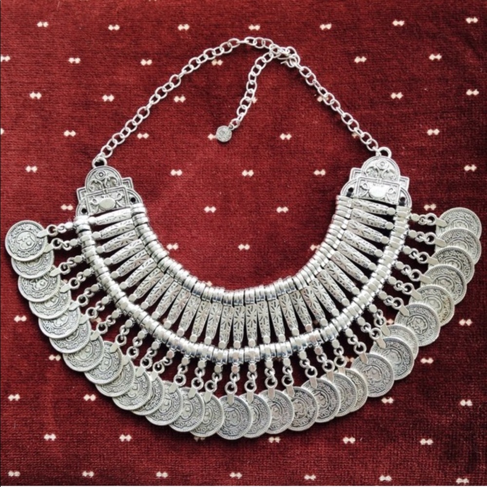 Vintage Gypsy Coin Necklace - Sterling Silver